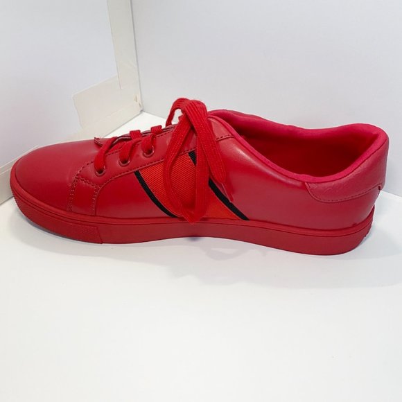 Aldo Red Sneakers Gold Glitter Heart Size 9M - Picture 4 of 12